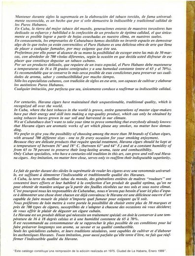 1989 年 Cubatabaco 古巴烟草公司目录第 8 页扫描件