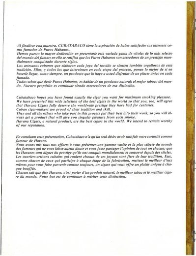 1989 年 Cubatabaco 古巴烟草公司目录第 11 页扫描件