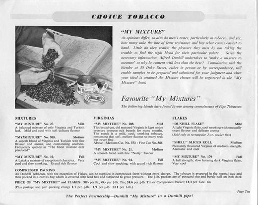 1959 年登喜路雪茄目录第 9 页扫描件