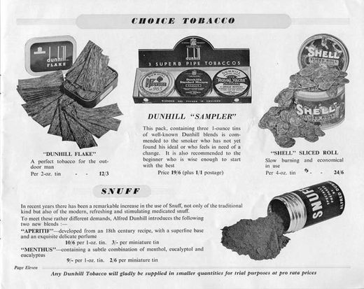 1959 年登喜路雪茄目录第 10 页扫描件