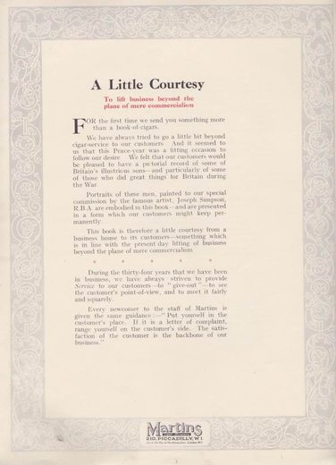 1919 年 Martins Cigar Book第 5 页扫描件