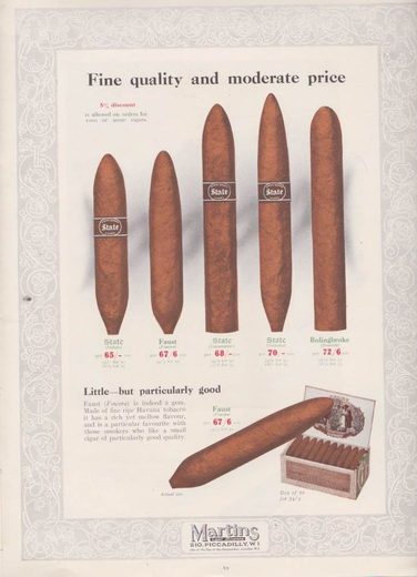 1919 年 Martins Cigar Book第 21 页扫描件